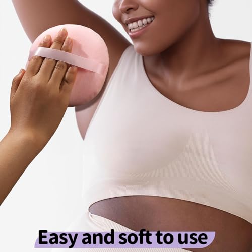 Teenitor 2Pcs 5Inch Pink Body Powder Puff, Powder Puff for Body Powder, Soft Velour Puff Pink
