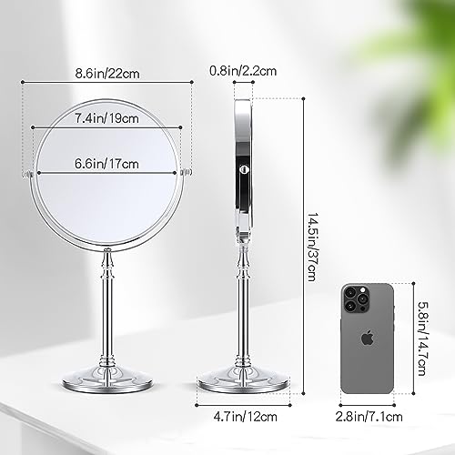 MIYADIVA Magnifying Mirror 20x, Double Sided 1X & 20X Magnifying Mirror on Stand, Large Tabletop Magnified Vanity Mirror, Magnified Mirrors with 360¡ÆRotation for Bathroom or Bedroom,8 Inches