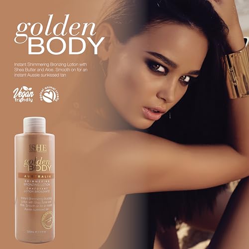 Om She Aromatherapy Golden Body Shimmering Bronzing Lotion 7.0fl oz - Self Tanning, Instant Tan Colour. Australian Made.
