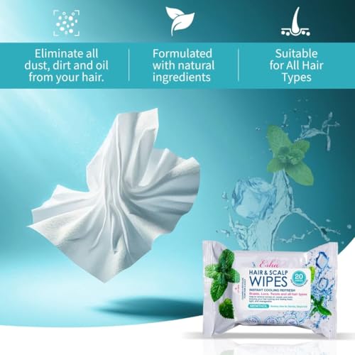 ESHA Hair & Scalp Wipes: Instant Cooling Refresh for Braids, Locs, Twists & All Hair Types - Stay Cool, Stylish, and Confident