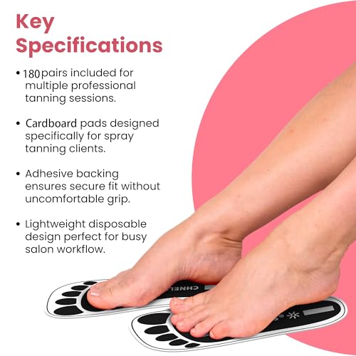 Black 180Pairs(360Feet)Disposable Spray Tanning Feet Pads for Hygienic Foot Protectors,Comfortable & Hygienic Spray Tan Pads Feet-Specifically for the Spray Tanning Industry or Salon,One Size-Non Slip