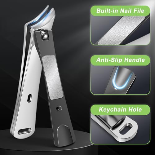 Ingrown Toenail Clippers, Stocking Stuffers for Men Slanted Nail Clippers for Thick Nails for Seniors, Edgy Angled Finger Nail Cutters for Adult, Men, Women with Curved Blade, Nail File