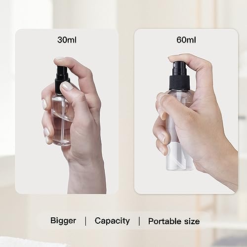LISAPACK 2oz Small Spray Bottle (10 Pack) Plastic Mini Fine Mist Atomizer, Tiny Sprayer for Travel Perfume, Cologne, Alcohol (Brown, 60ml)