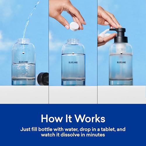 BLUELAND Foaming Hand Soap Refill Tablets, 4-Pack, Variety Pack Scents, Eco Friendly Cleaning Products, 4 x 9 Fl oz