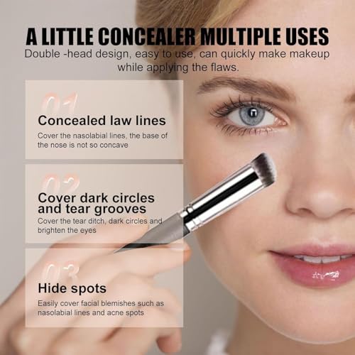 Under Eye Brightener Concealer with Brush, Conceal, Brightens, Effectively Cover Dark Circles, Moisturize and Blend for Smooth, Radiant & Refreshed Look