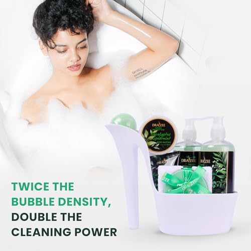 Draizee Luxury Spa Gifts for Women ? 8 Pc Eucalyptus Spearmint Bath & Body Set with Bubble Bath, Lotion, Body Butter & More ? Self Care Gift Basket for Wife, Mom, Girlfriend