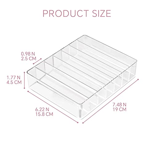 Makeup Organizer for Eyeshadow Palette and Lipstick Organizer, 7 Section Divided Makeup Palette Organizer for Vanity Drawer Countertop Modern Cosmetics Storage(7.48" x 6.22" x 1.77")