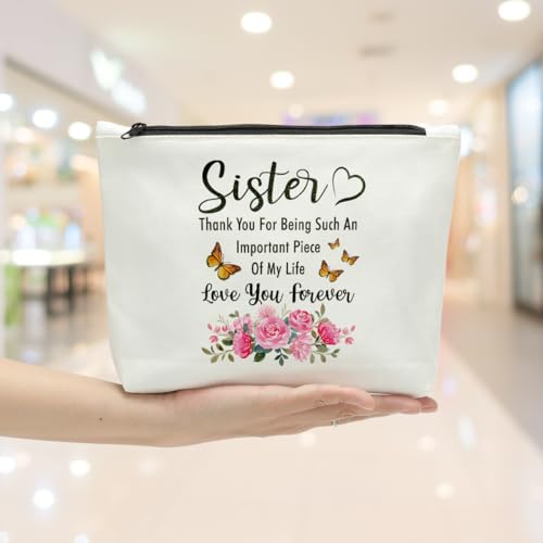 Sisters Gifts from Sister Makeup Bag Sister Mothers Day Birthday Gifts for Sisters Makeup Pouch Thank You for Being Such An Important Piece Cosmetic Bag