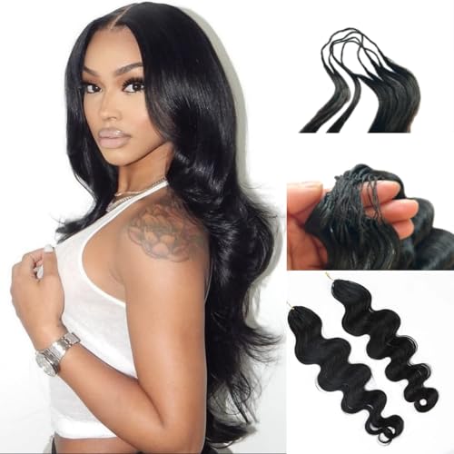 Feather Crochet Hair Pre Looped Crochet Human Hair Curly For Black Women Pre Separated Knotless Crochet Hair Human Hair Body Wave 22Inch 120g