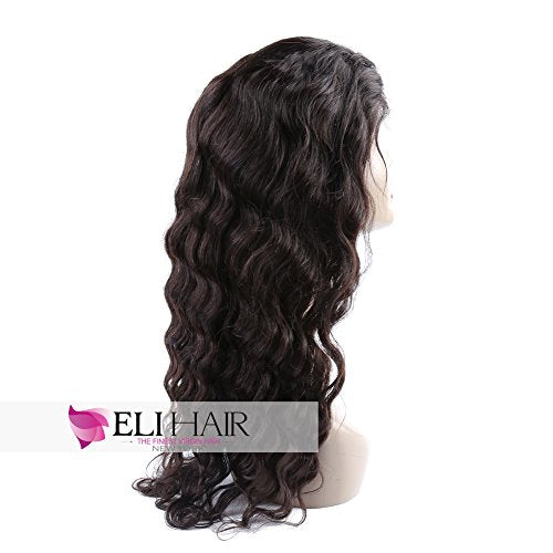 Natural Color Loose Deep Wave Wigs Virgin Human Hair 130% Density Full Lace Wigs With Brazilian Human Hair For Ladies (Full Lace Wigs, 12 inch)