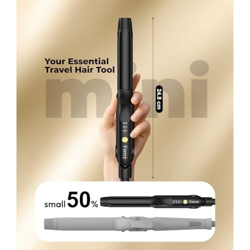 Farery Curling Iron 1 Inch & Flat Iron, 2-in-1 Europe Compact Travel Size Curling Wand, Dual Voltage Mini Hair Straightener with 4 Adjustable Temp for Short Hair