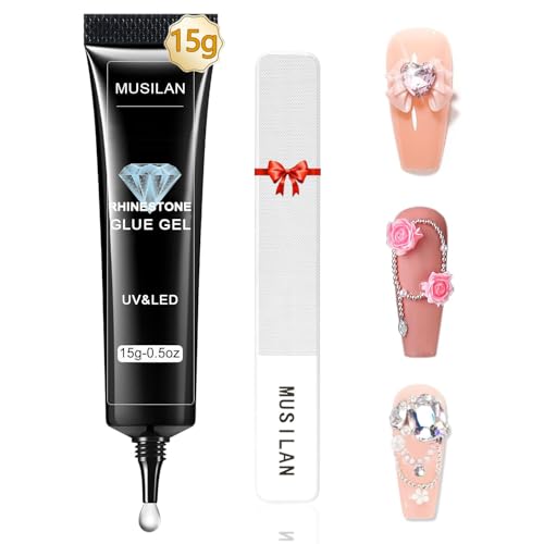 Nail Rhinestone Glue,Super Strong Rhinestones Gel Nail Glue for 3D Nails Beads Stickers Stones Crystals Diamond Art Jewels 3D Decorations Tools,Cured Need