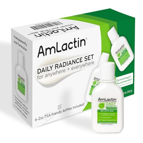 AmLactin Daily Nourish Travel Size Lotion (Pack of 6) - Therapeutic Body Lotion for Dry Skin, No-Scrub Exfoliator and Moisturizer with 12% Lactic Acid AHA?