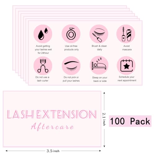 100 Pack Lash Aftercare Card Lash Extension Aftercare Instructions Cards 3.5 x 2.1 Inch Lash Lift and Tint Aftercare Card for Lash Tech Essentials Lash Tech Supplies Lash Aftercare Kit Lash Care Kit