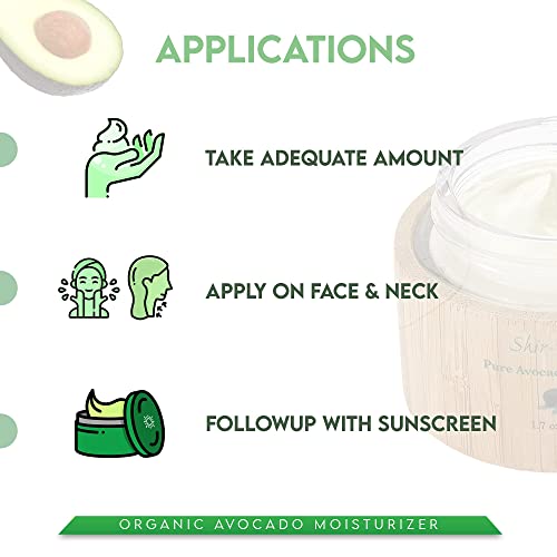 Shira Shir-Organic Avocado Moisturizer With Combination of Vitamins A B D and E For 24 hrs Hydrating And Nourished Skin 50 ml (Pack of 2)