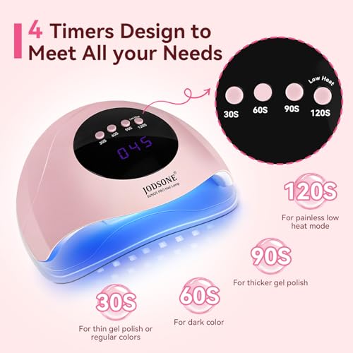 JODSONE Quick U V LED Nail Lamp with 4 Timer Settings Auto Sensor Nail Dryer Pink
