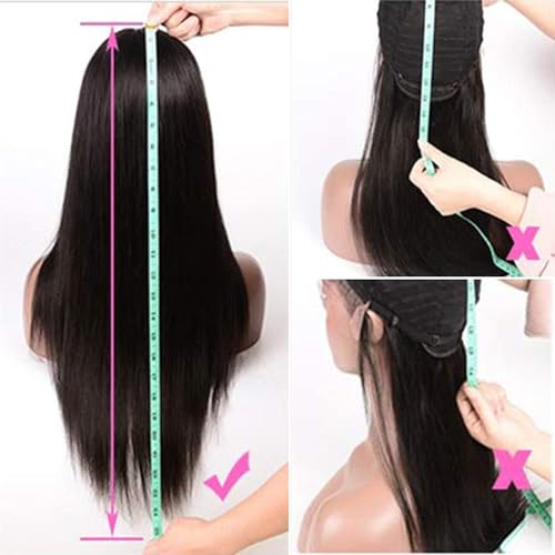Headband Wigs Human Hair 180% Density 12A Kinky Straight Human Hair Headband Wigs For Black Women Yaki Straight Human Hair Wigs With Headband Attached Natural Black Color 24 Inch