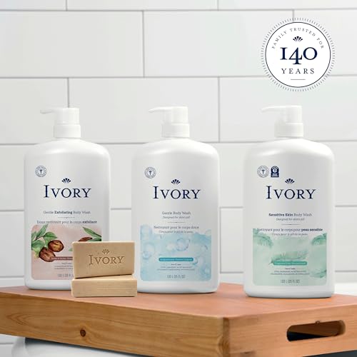 Ivory Exfoliating Bath Bar Soap, Designed for Whole Family with Plant-Based Cleansers, Made Without Heavy Perfumes, Parabens or Phthalates, Warm Vanilla + Oat Milk Scent, 3.17 oz (8 Count)