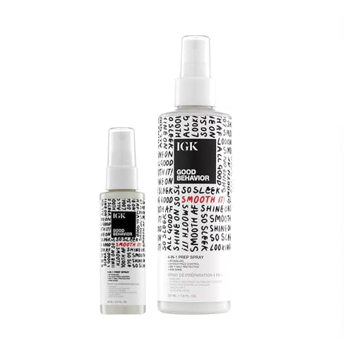 IGK GOOD BEHAVIOR 4-in-1 Prep Spray | Leave In + Detangle + Heat Protectant | Vegan + Cruelty Free |