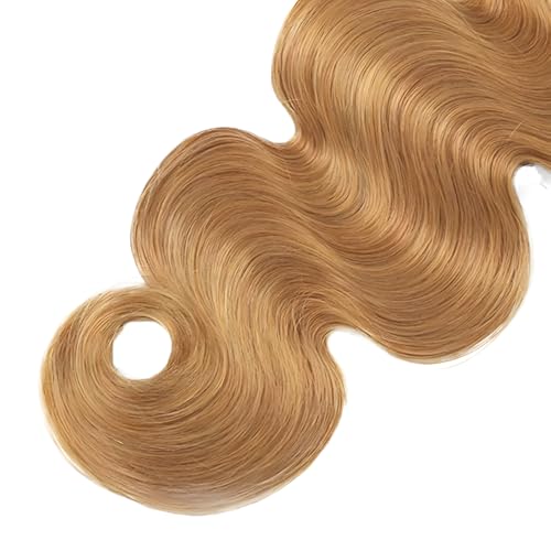 26 28 30 inch Honey Blonde Bundles Human Hair Color 27 Body Wave Bundles Double Weft Honey Blonde Body Wave Human Hair Extensions Soft and Silky for Women Color 27 Bundle