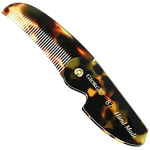 Giorgio G87 4.5 Inch Mustache and Beard Grooming Comb for Men - Handmade, Saw-cut, Hand Polished Pocket Comb for Everyday Hair Styling. 2 Pack Tokyo