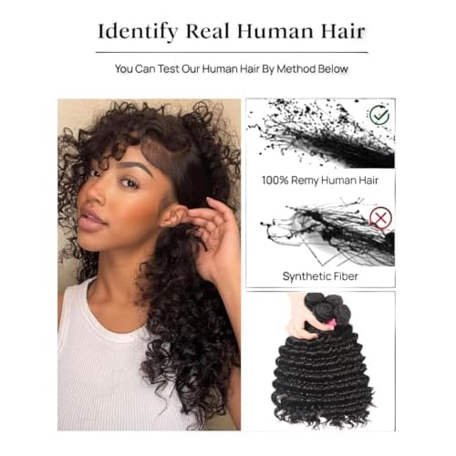 UNICE Deep Wave Human Hair 3 Bundles 16 18 20 inch Unprocessed Brazilian Raw Virgin Hair Quick Weave Extensions for Sew in Natural Color