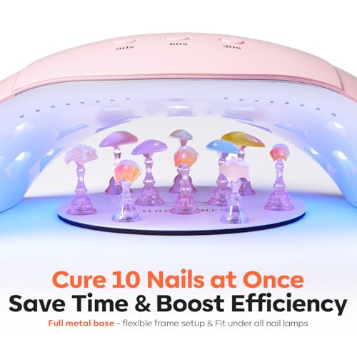 Modelones Nail Stand Set, Magnetic Nail Stands for Press ons False Nail Tips Practice Acrylic Holder with 200pcs Sticky Tabs Strong Metal Base Painting Display DIY & Salon Use Beginner Supplies