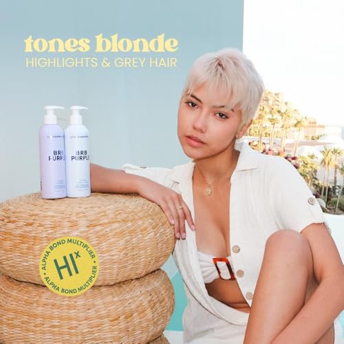 The Beachwaver Co. BRB Blonde Purple Conditioner - Full Size (12 Oz) | Anti-Brass Toning Conditioner w/HiX Vegan Bond Multipliers | Moisturizing, Sulfate-Free Formula for Blonde & Grey Hair