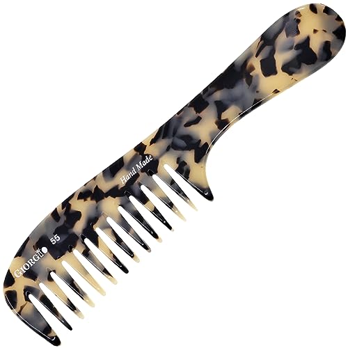 Giorgio G55 Wide Tooth Detangling Comb for Wet Hair, Handmade Large Tooth Rake Comb for Women with Thin to Medium Thickness Hair (8")