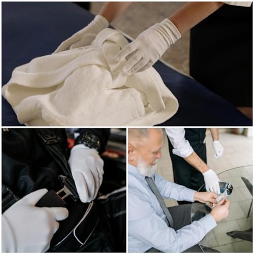 12 Pairs White Cotton Gloves For Dry Hands and Eczema,Soft Breathable Stretchy Working Gloves for coins, Jewelry,Moisturizing Glove for Women and man