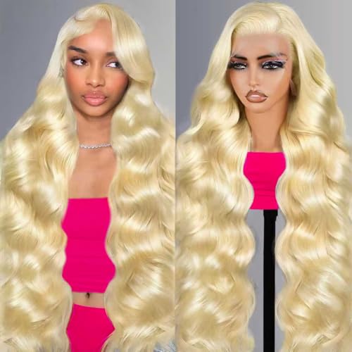 36 Inch 613 13x6 Lace Front Wig Human Hair 200 Density Blonde Body Wave Lace Front Wigs Human Hair Pre Plucked 613 HD Lace Frontal Wig 13x6 Blonde Glueless Wigs Human Hair for Women