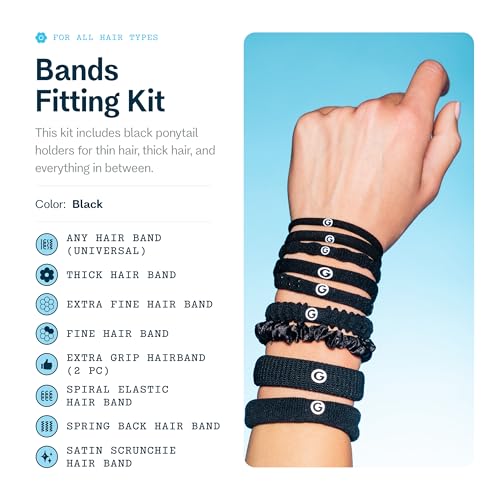 Gimme Beauty Fit Kit - Sample Pack with 5 Different Band Sizes - No-Snag, Gentle Ties for All Hair Types - Trendy Accessories for Thick or Thin Hair - Black