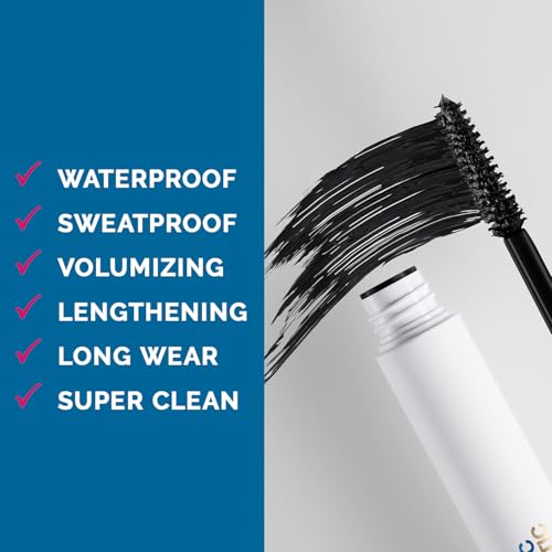 The G.O.A.T Waterproof Mascara - Clean, Nontoxic, Vegan, Smudge Proof, Sweatproof, Sustainable, Infuse lashes with Peptides & Hyaluronic Acid, Volumizing & Amplifying
