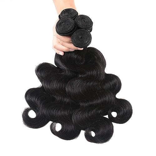 Aomllute 12A Body Wave Human Hair Bundles 22 24 26 Inch 3 Bundles Human Hair Body Wave Bundles 100% Unprocessed Raw Brazilian Virgin Weave Bundles Human Hair Natural Black Color