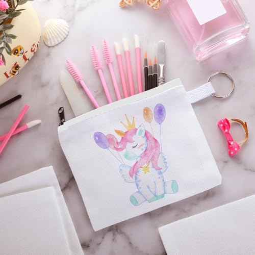 Frienda 30 Pieces Sublimation Blank Small Coin Canvas Makeup Bags Bulk Cosmetic DIY Craft Pouch with Zipper Coin Purse Pencil Pouch Travel Toiletry Organizer(White)