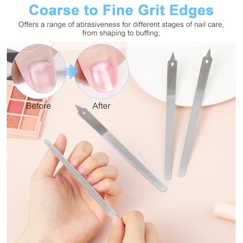 4PCS Diamond Nail File, 6 inch Stainless Steel Diamond Dust Nail File, Stainless Steel Nail Filer for Salon Home