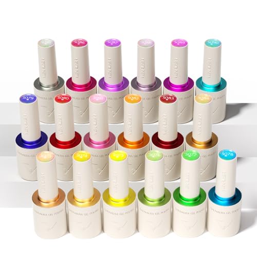 VENALISA V5 Gel Nail Polish Kit of 22 Pcs With Color Display Card Semi-transparent Jelly Gel Polish Set Sheer Red Black Green Soak Off Salon Nail Art DIY at Home Manicure