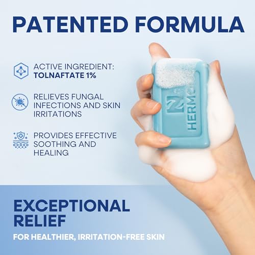 Hermon Antifungal Soap with Tea Tree Oil: Antifungal Bar Soothing Care & Relief of Itchy for Ringworm Jock Itch Tinea Versicolor Athletes Foot - Body & Face Wash (4 Ounce (Pack of 4))