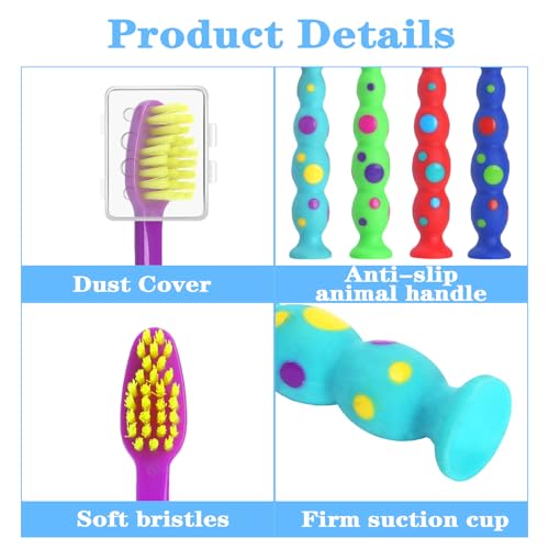 100 Pack Kids Toothbrush Soft bristles Toddler Lovely Toothbrush with Suction Cup Bulk, Includes Travel Covers, Individually Wrapped Toothbrushes for Kid Home School Daycare Camp (Candy)