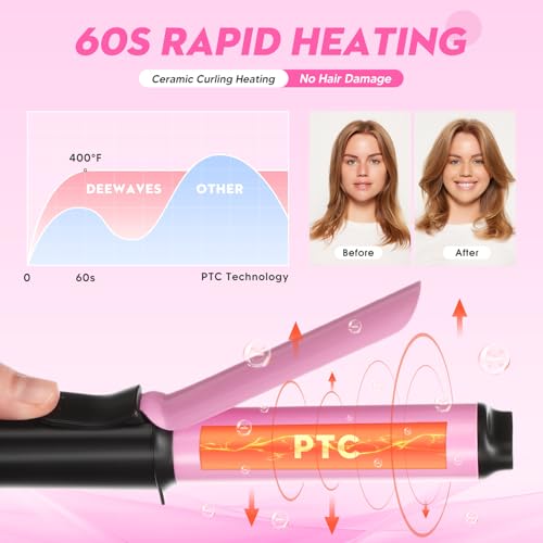 1 Inch Mini Curling Iron, Ceramic Travel Wand Curler for Short Hair with Dual Voltage, Portable Curling Iron with Glove, 3 Heat Settings, Auto Shut Off
