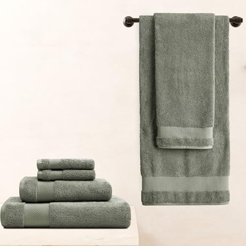 BIOWEAVES 100% Organic Cotton 700 GSM Plush Premium Washcloths 13" x 13" GOTS Certified, Face Towels Perfect for Home & Bathroom - Sage, Pack of 12