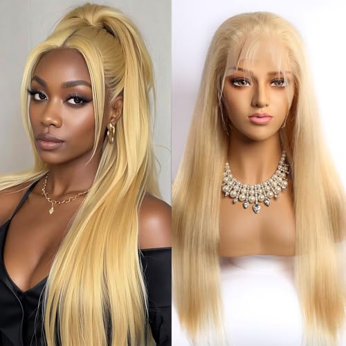 Lemoda Blonde 613 13x6 Straight Lace Frontal Human Hair Wigs 24Inch Outlets Sale 200% Honey Blonde Straight HD Transparent 13x6 Lace Front Wigs Pre Plucked Glueless Wigs