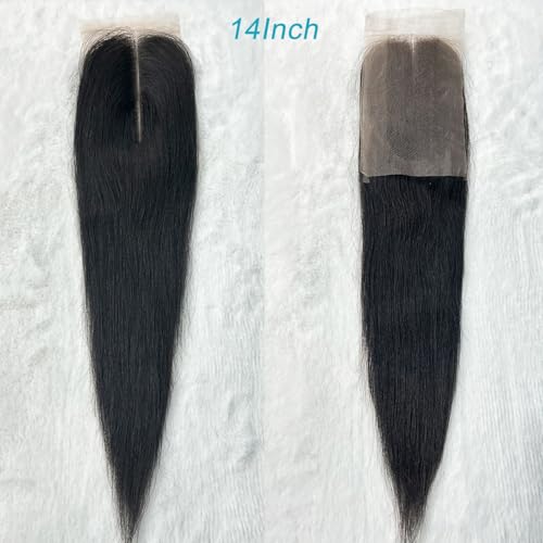 2x6 Hd Lace Closure Straight Indian Virgin Human Hair,14Inch Middle Part Pre Plucked Natural Hairline Transparent Swiss Lace Closure Human Hair