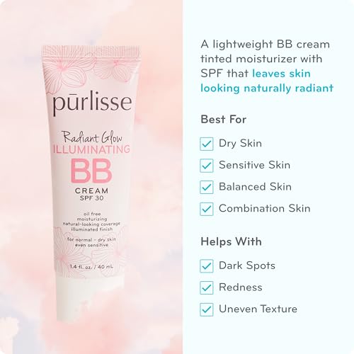 p?rlisse Radiant Glow Illuminating BB Cream with SPF 30 - Glow BB Cream Enriched with Goji & Hawthorn Berry for Dewy Skin - Helps to Improve Skin Texture & Radiance - Light Medium (1.4 oz)