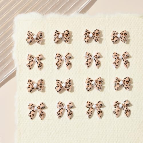 36Pcs Leopard Print Bow Nail Art Charms - Acrylic Rhinestone - Bow Shape - Nail Art Rhinestones