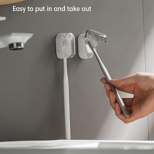 BALUCA 3 PCS Travel Toothbrush Head Covers Caps, Tooth Brush Protector Case Wall Mounted Hanging Rack Organizer for Travel, Camping, Bathroom, School, Business (White)