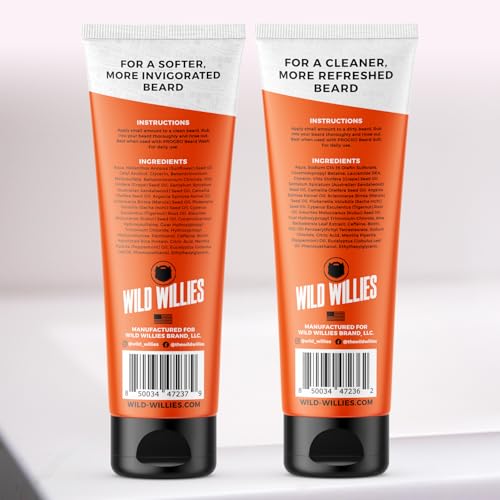 Wild Willies Beard Care Kit, Biotin Fortified Shampoo and Conditioner with Caffeine, Two 4-Oz Bottles, Promotes Healthy Beard Growth