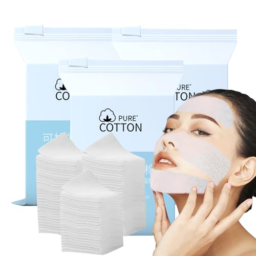 Mummy Makeup Wet Cotton Pads for Face Stretchable Bandage Tear Mask Paper Towel Hydrotherapy Hydration Cotton Sheet 200pcs 3.9 * 3.9in (200 Count (Pack of 3))