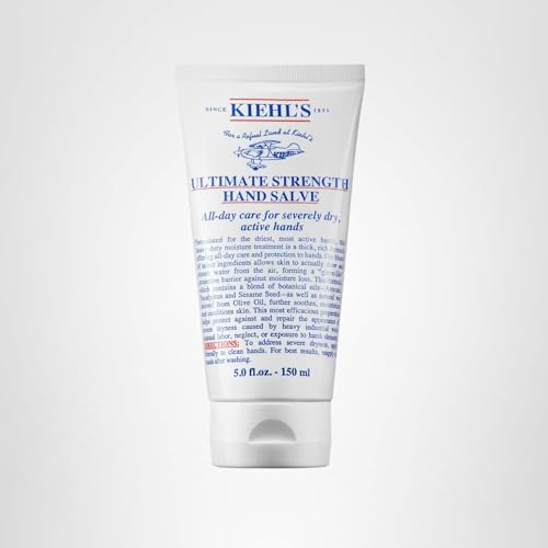 Kiehl's Ultimate Strength Hand Salve, Deeply Hydrating Hand Lotion, Thick and Rich Formula for Intense Moisture and Conditioning, Protects and Repairs Dry Hands, Paraben and Gluten Free - 5 fl oz