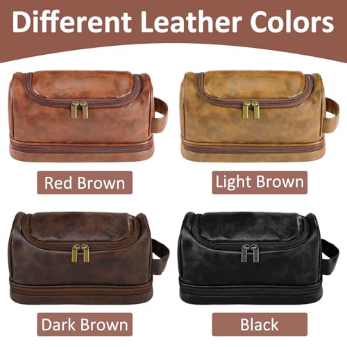 Personalized Leather Toiletry Bag for Men, Custom Gifts for Men Him, Engraved Monogrammed Travel Bag, Birthday Gifts forBoyfirends, Groomsmen, Dad, Son Husband Father's Day, Wedding, Anniversay
